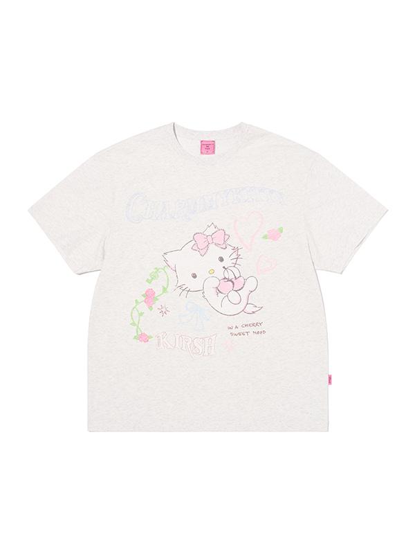 KIRSH X Charmy Kitty Loose Fit T-Shirt [Melange Gray]