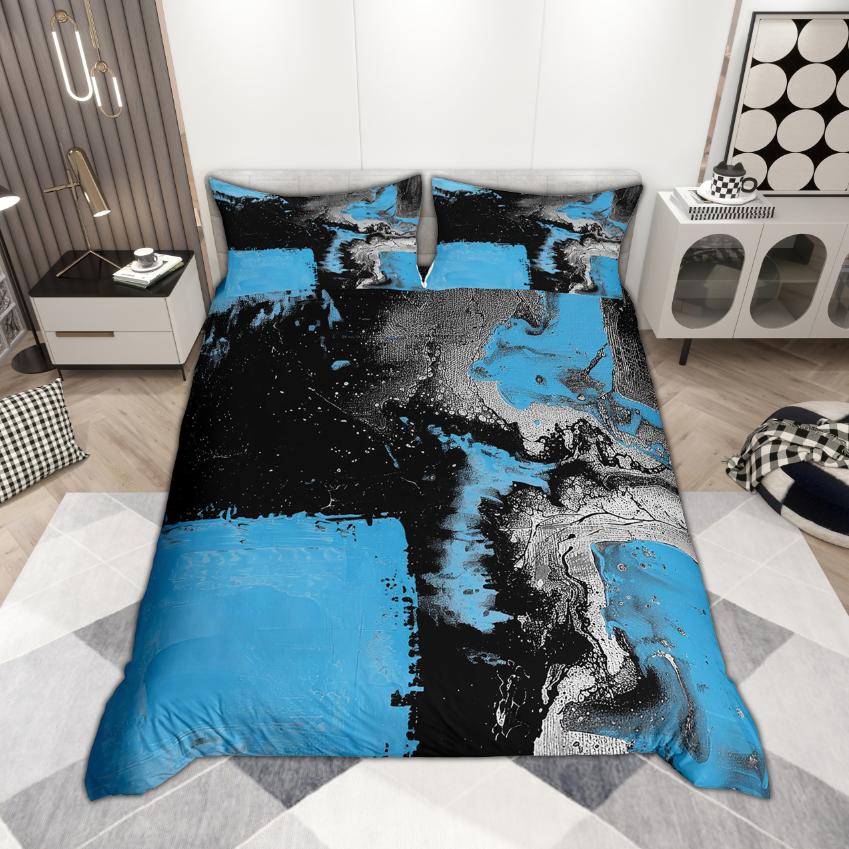 Homewish Modern Abstrakt Påslakanset 2 st/3 st, Akvarell Ombre Sängkläder, Oljemålningsestetik Täcke Set