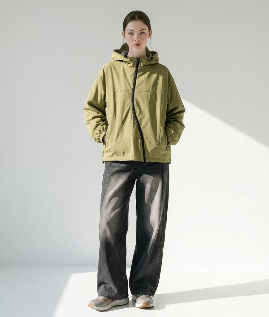 Apostrophe Comma Wave Zip-Up Hooded Wind Jacket_Dark Gray