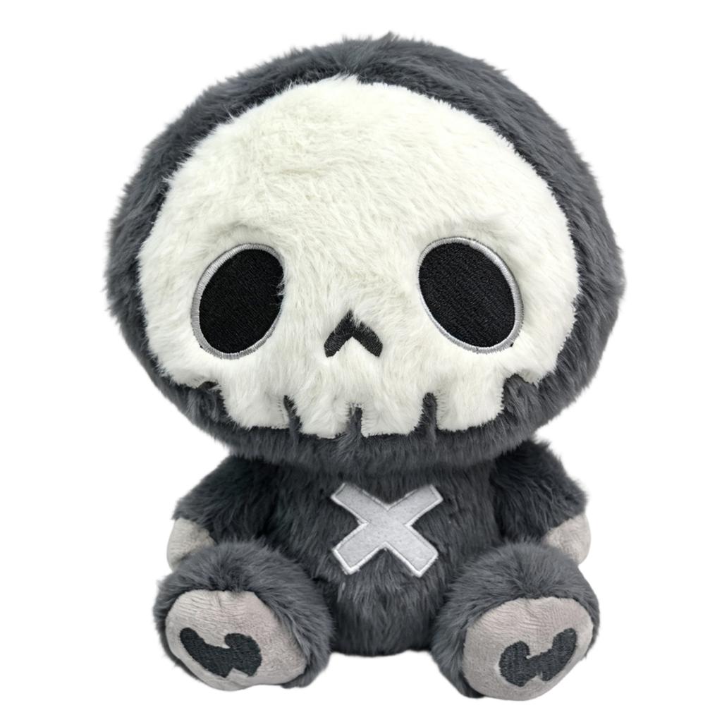 Plush Skull Doll Halloween Decoration Soft Stuffed Toy Skeleton Figure Sitting Pose Indoor Outdoor Display Collectible