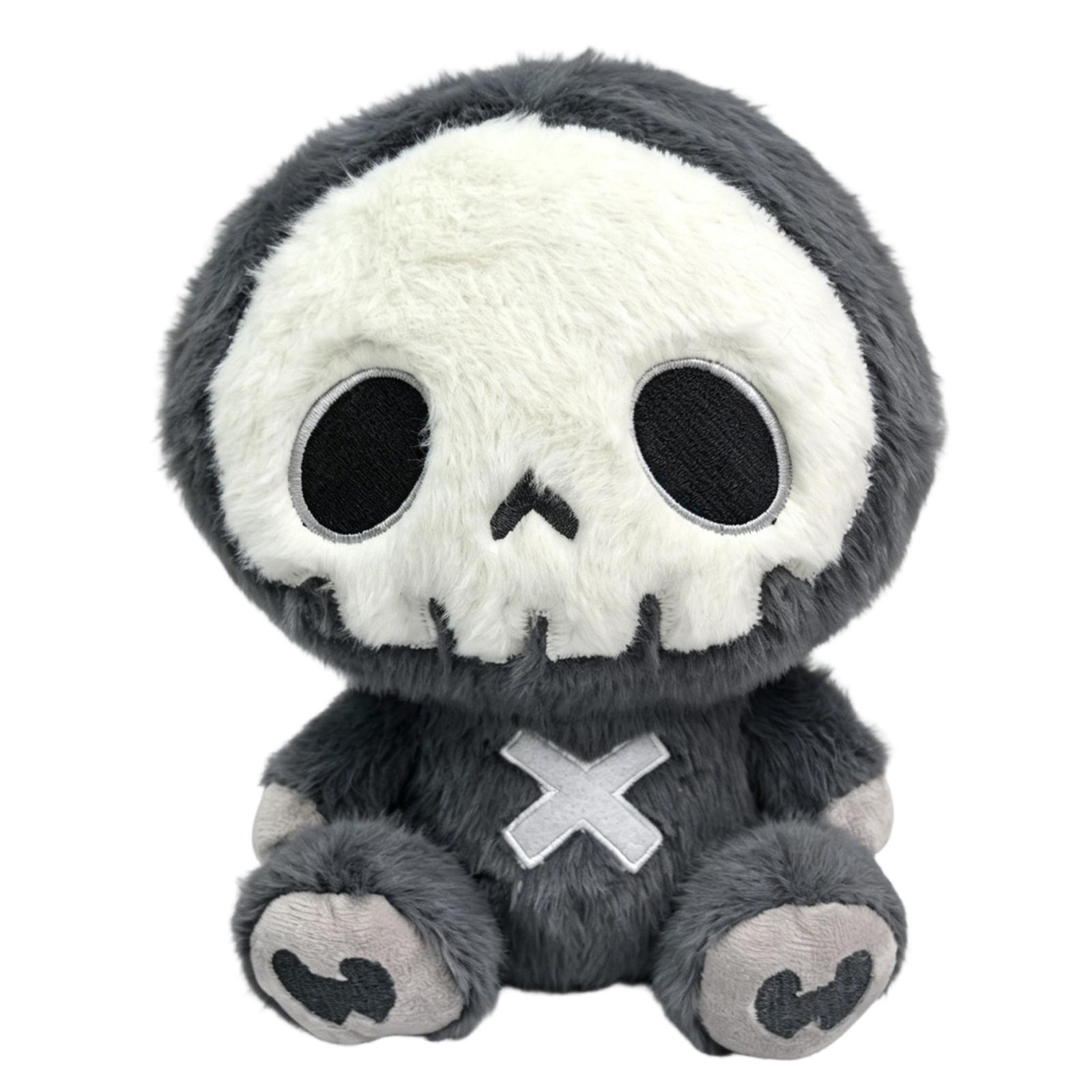 

Plush Skull Doll Halloween Decoration Soft Stuffed Toy Skeleton Figure Sitting Pose Indoor Outdoor Display Collectible One Size