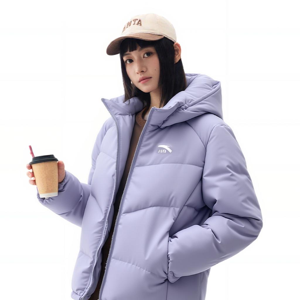 Anta Water-Resistant Warm Lightweight Fashion Down Jacket Women outerwear Healing-Purple 162548920-4