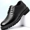 Casual leather shoes men's low-top first-layer cowhide breathable sandals business dress hollow cool leather shoes men