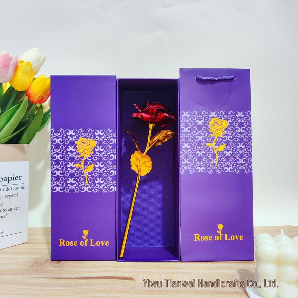 Set de Regalo Rosa de Lámina Dorada para el Día de la Madre, San Valentín, Qixi - Ideal para Mamá o Novia