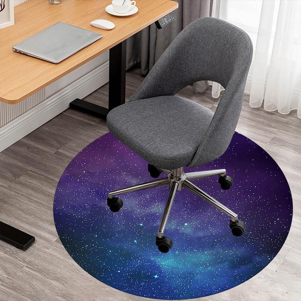 1pc Galaxy Nebula Round Chair Mat Area Rug - Non-Slip, Floor Mat for Office, Bedroom, Home Decor Christmas Gift P0811154