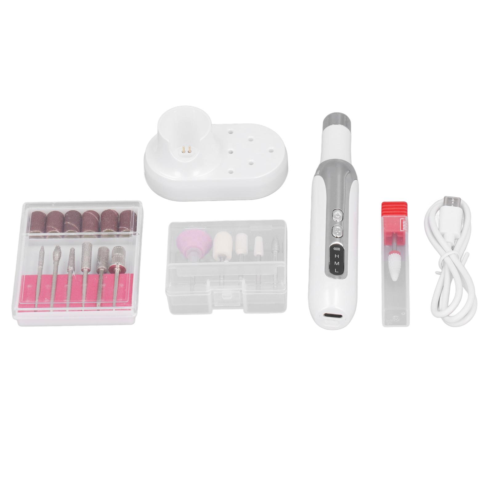 

Электрическая дрель для ногтей 15000 об/мин Высокоскоростная малошумная полировальная машина для ногтей с 12 шлифовальными кругами