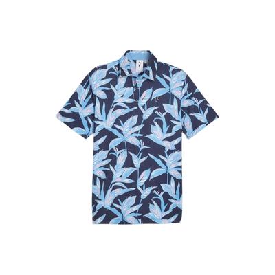 X Collaboration Palm Tree Crew Imprimé All-Over Doux Décontracté Floral Polo Homme Polos Bleu Marine Foncé 625939-01