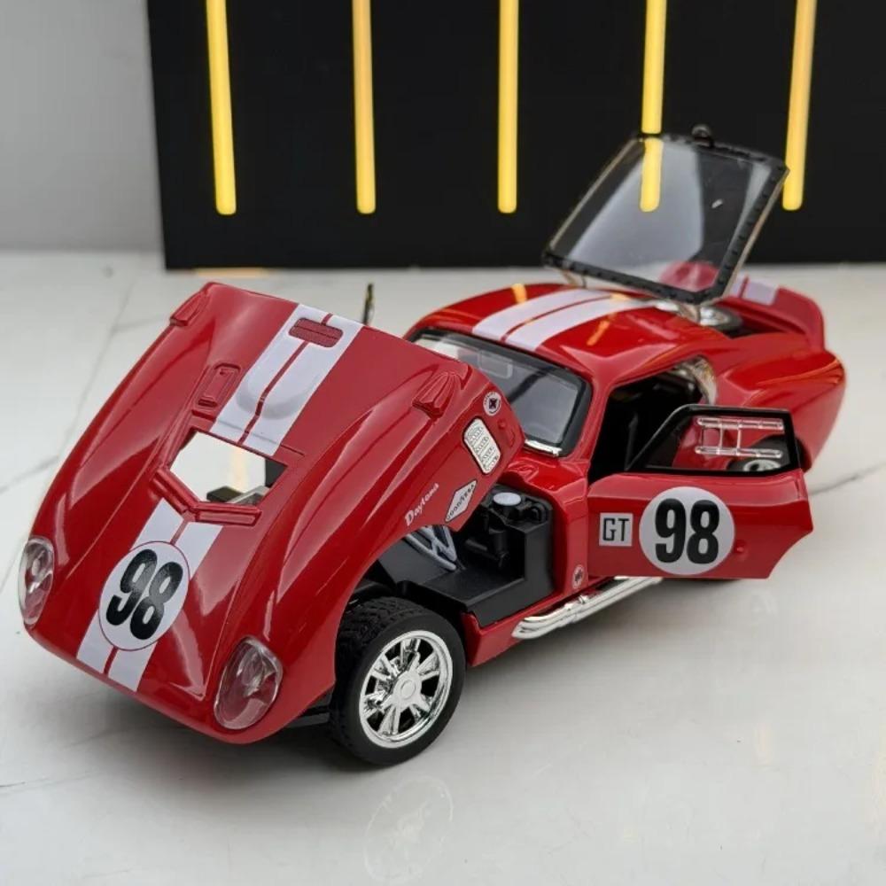 Simulation 1/32 Ford Shelby Cobra Sports Car Model Sound and Light Pull-Back Toy Vehicle Boy Ornament Collection Miniature Voiture