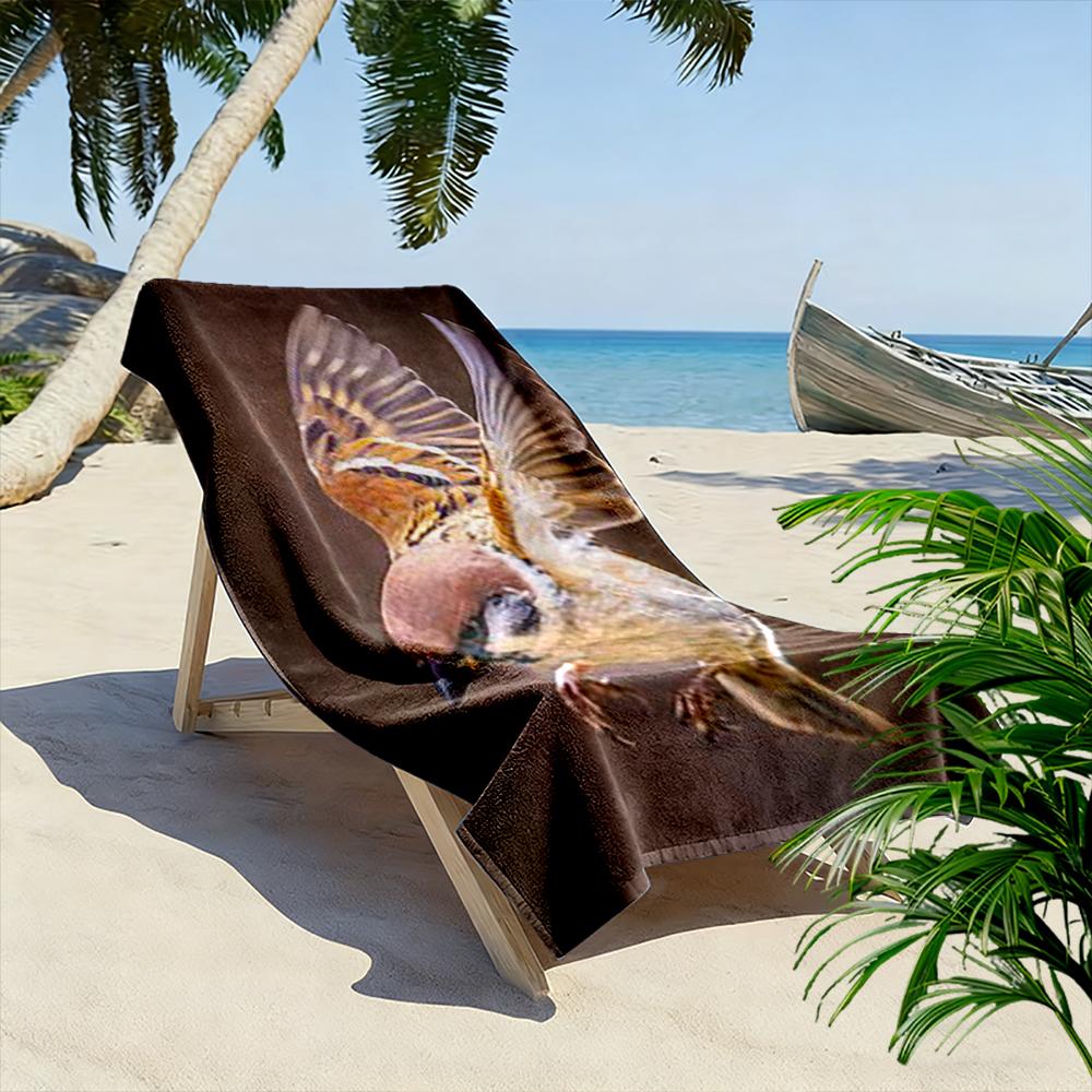 Flying Sparrow Bird Nature Design Beach towel quick-drying for travel outdoor sports jogging beach and swimming