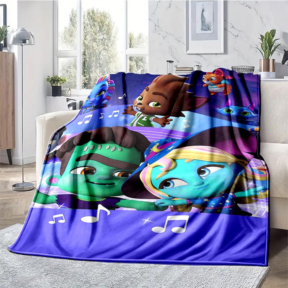 Super Monsters Theme Printed Blanket - Perfect for Couch, Bed, Travel & Outdoor Use | Machine Washable, Cozy & Durable.