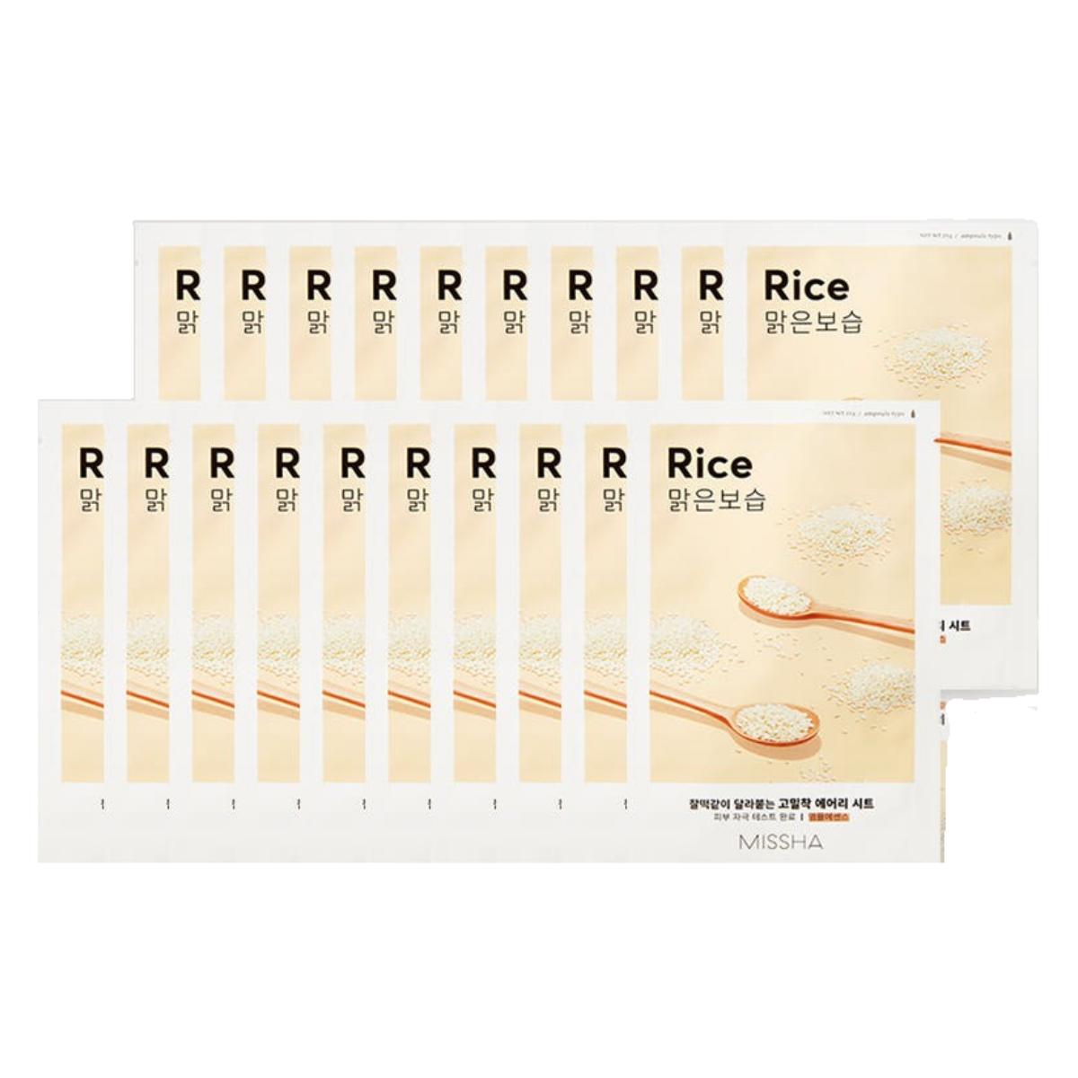 

Missha Airy Fit Sheet Mask Rice Smoothing & Illuminating Skin Glow 20 Sheets Set