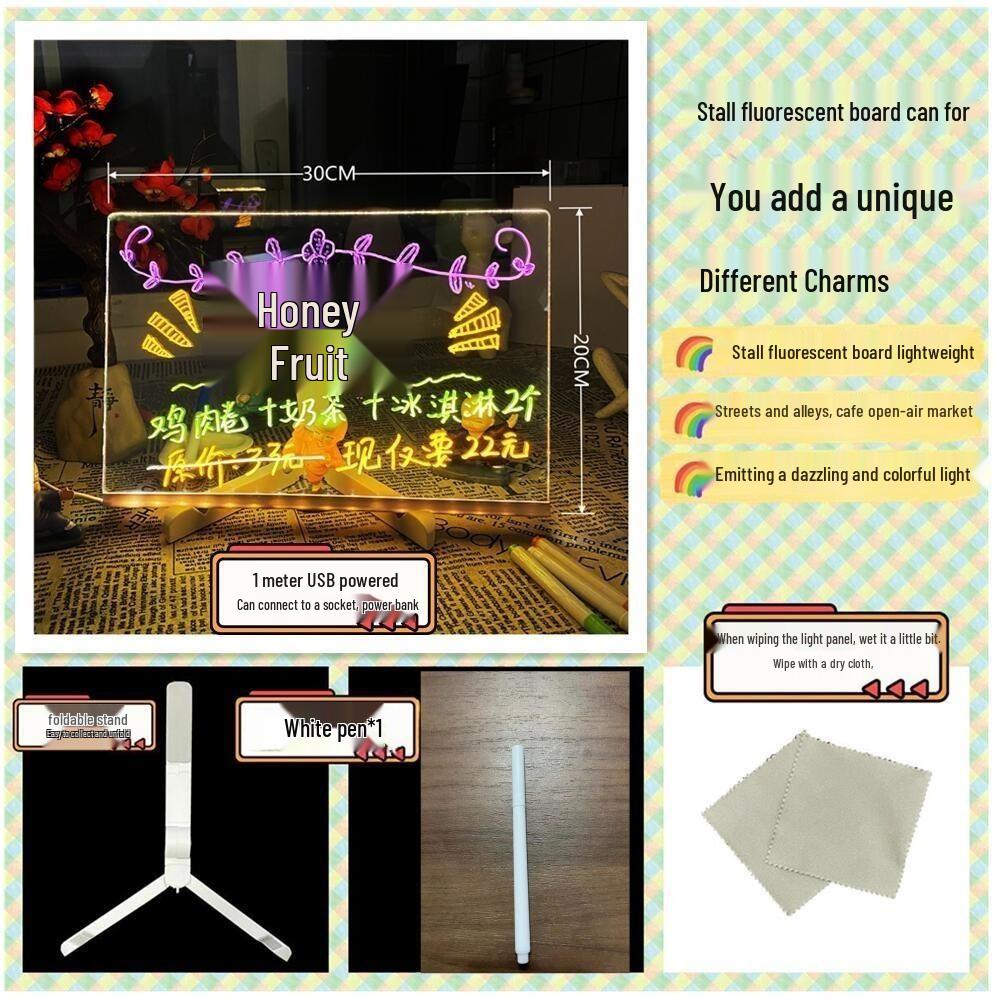 Large DIY Acrylic Luminous Blackboard for Kids - Easy Erase, Dust-Free Educational Drawing Set