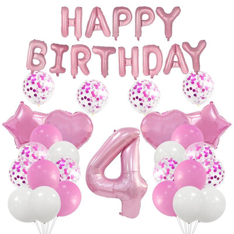 Pink Birthday Theme Pink Aluminum Film Balloon Set with Latex Sequin Balloon Decorations
