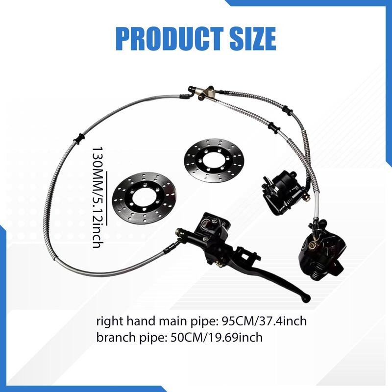 Right Front Brake Master Cylinder Caliper Kit with 130mm Brake Discs. Easy Installation for Accessories.