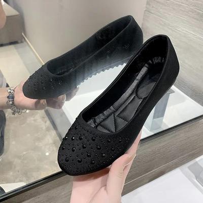 Ladies Pointed Toe Shallow Mouth Leather Shoes Spring New Style One-step Comfortable Not Stuffy Large Size Women's Shoes
