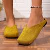 Fashion Square Toe Shallow Suede Soft Sole Non-slip Wear-resistant Wrapped-head Slippers Autumn New Flats