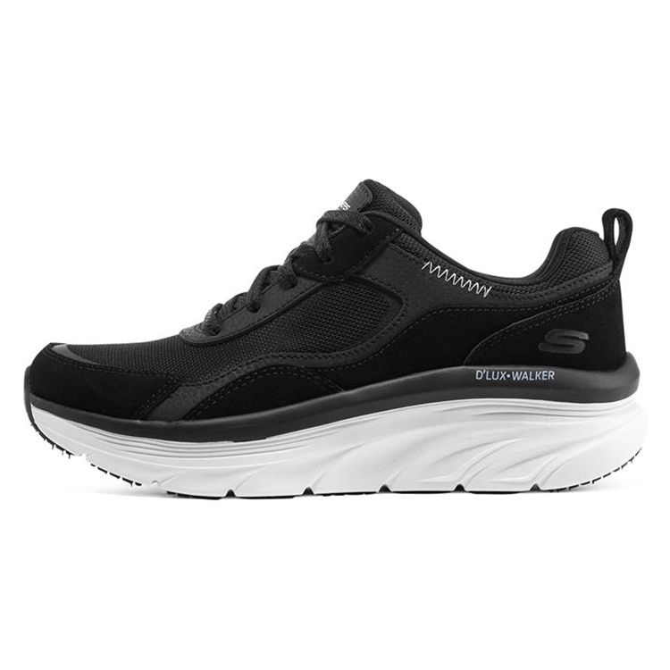 Skechers Dlux Walker Fabric Synthetic Leather Sports Low-Top Lifestyle Shoes Women sneakers Black White 149812-BKW 35