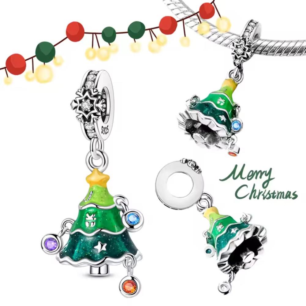 Copper Green Christmas Tree Pendant Christmas Party Beads Original Pendants Bracelet Charm Jewelry Party Diy Gifts