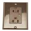 Leviton 15 Amperes, 125 Volts, Tomada Duplex Decora Plus, Lâmina Reta, Grau Industrial, Surto com Luz Indicadora, 5280, Marrom