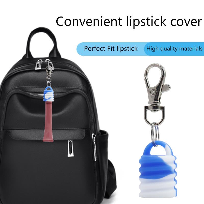 High Quality Practical Silicone Keychain Cap Portable Durable Holder Keychain Compatible For Lip Balm Lipstick Storage Cap