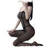 Sexy Lingerie Women's Sexy Lines Open Jumpsuit Uniform Temptation Black Hand Torn Stockings Onesie Silk 8866