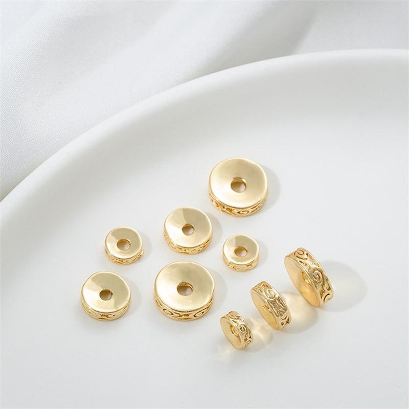 14K Gold-Plated Copper Dragon Pattern Spacer and Wheel Beads with Pendants for DIY Jewelry