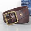3.8cm Male Leather Copper Buckle Handmade First Pure Cowhide Retro All-match Casual Jeans Soft Belt Brown Black Luxury