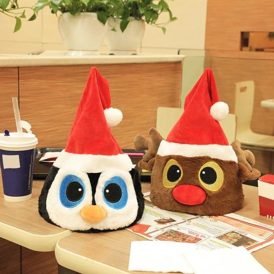 Yousheng Weihnachtsmannmütze Weiche Plüsch Weihnachtsmütze mit Licht-Ton-Show Elastisches Band Weihnachtsmütze Kostümzubehör Feiertagsparty Geschenk
