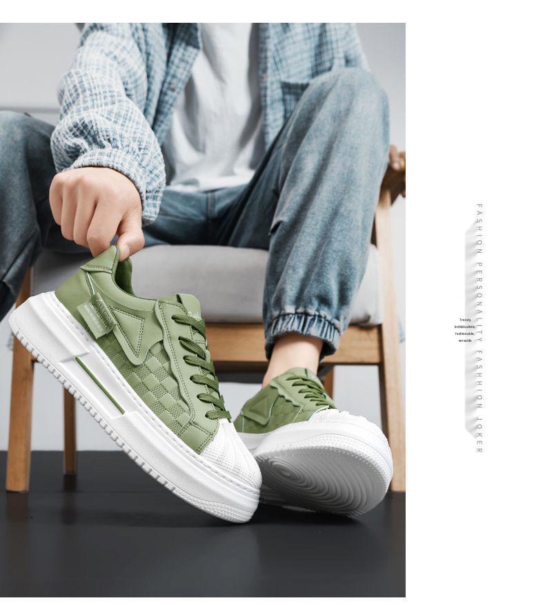 Men's Summer Breathable White Sneakers: Trendy, Versatile, Thick-Soled, Casual Shell Toe Skate Shoes