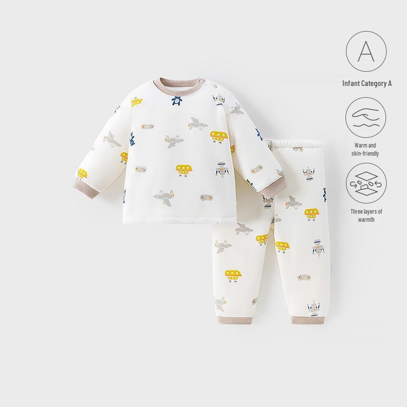 Infant Autumn/Winter Warm Coverall Set - Thick Padded Baby Clothes 80 cm