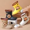 Cartoon Capybara Kids' Mid-Calf Rain Boots - Velvet Lined, Waterproof, Anti-Slip - Ideal for Kindergarten To Primary School