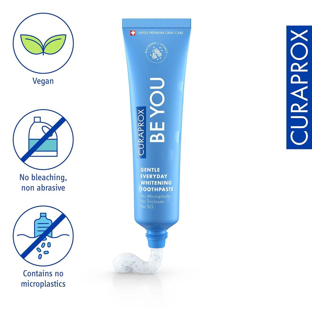 Curaprox Be You Gentle Whitening Toothpaste With Blackberry Flavor For Fresh Breath And Daily Care 60 Ml Pack Of 1