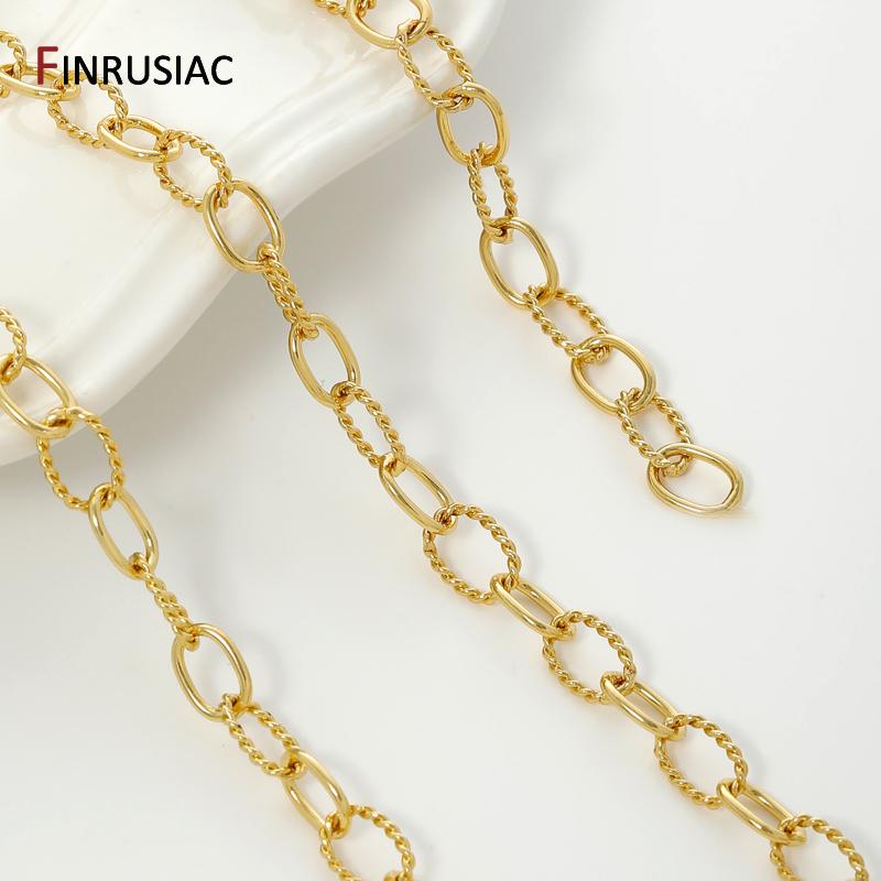 18K Gold Plated Brass Large Oval Chain Link Bulk Chains for Jewelry Making DIY Necklace Bracelet Supplies Craft Accessories