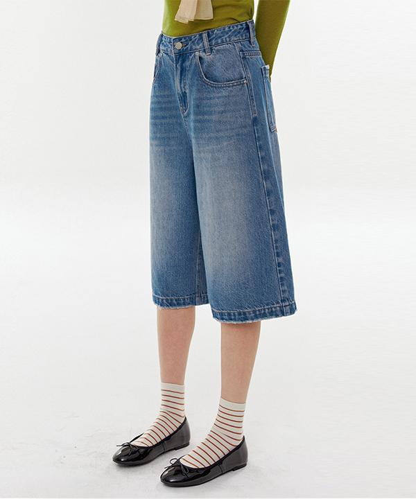 Koseuegeu Cat-Brush Washed Bermuda Denim Pants_Efsdp190