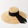 Summer straw hat hand-woven with straw bow ribbon outdoor travel sun protection beach hat sun hat  hats for woman