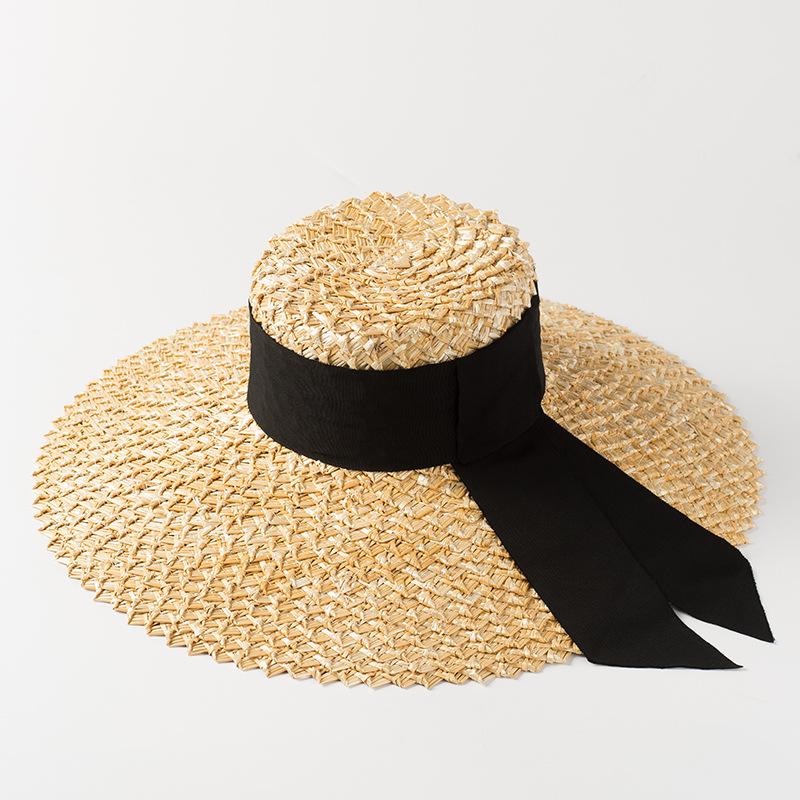 Summer straw hat hand-woven with straw bow ribbon outdoor travel sun protection beach hat sun hat hats for woman
