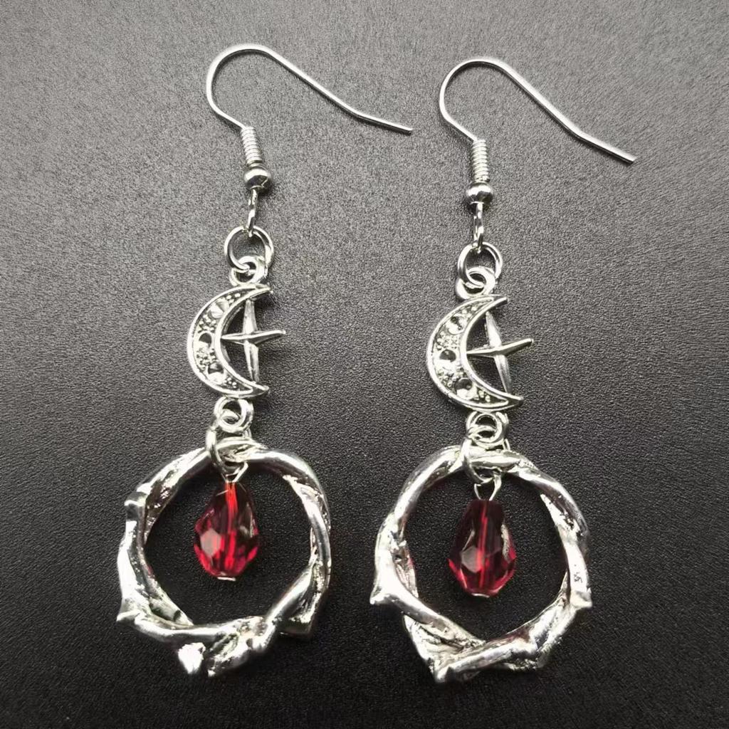 Y2K Gothic style personalized creative rose, vine, artificial crystal pendant women's earrings, suitable for daily wear