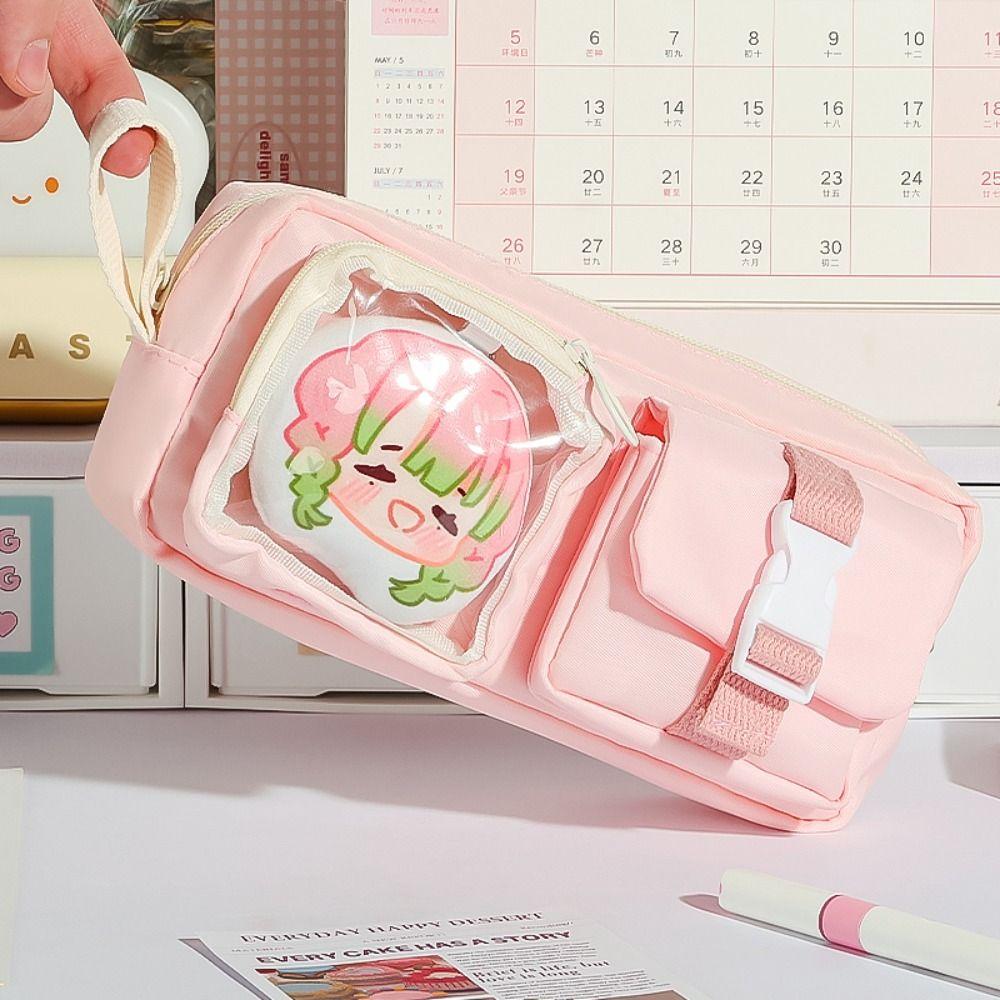 Cute Multi-pocket Pencil Case Large-capacity Portable Pen Bag Stationery Storage Bag Gift