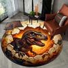Dinosaur T-rex Round Area Rug,Carpet Rug for Living Room Bedroom Sofa Playroom Decor,Non-slip Floor Mat