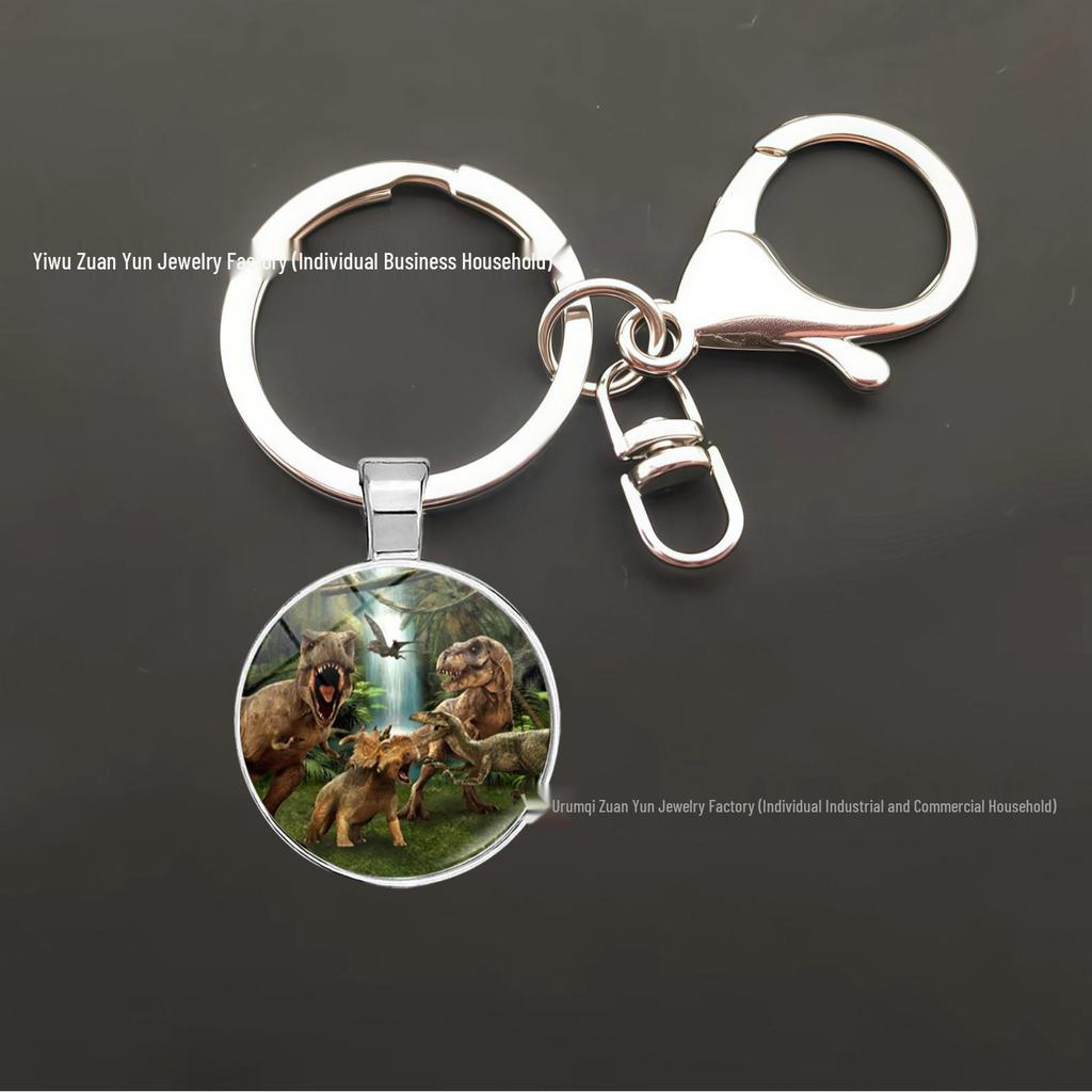 Dinosaur Keychain Pendant: T-Rex, Pterodactyl, Diplodocus, Spinosaurus with Metal Lobster Clasp - Popular European & American Design