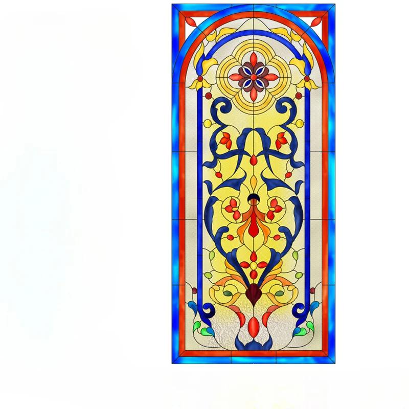 Tiffan Retro Kostelní okenní fólie Malované sklo Matné Umělecké okenní papíry Posuvné dveře Kuchyně Koupelna Samolepka na okno