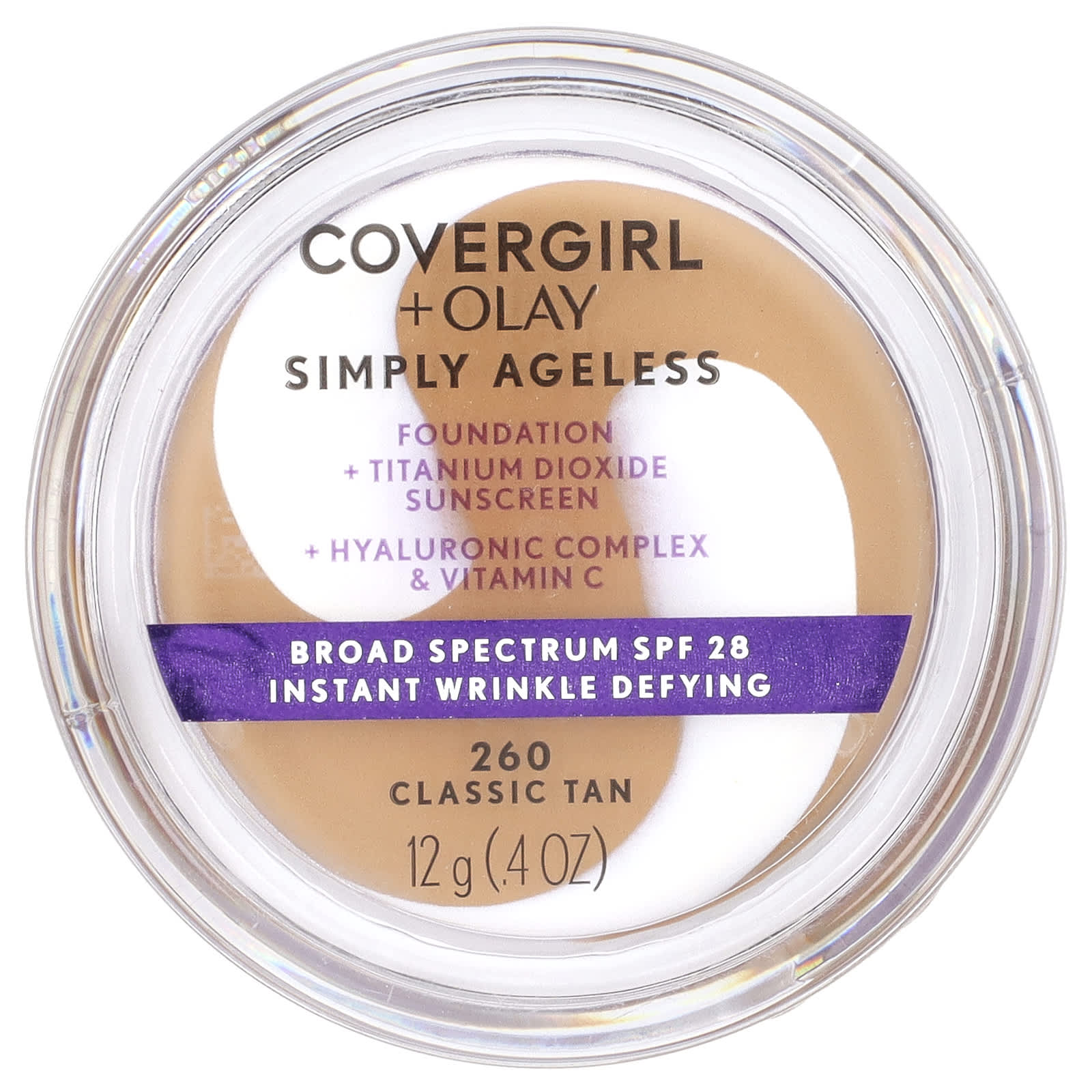 Covergirl, Olay Simply Ageless Foundation, SPF 28, 260 Classic Tan, 12 г (0,4 унции)
