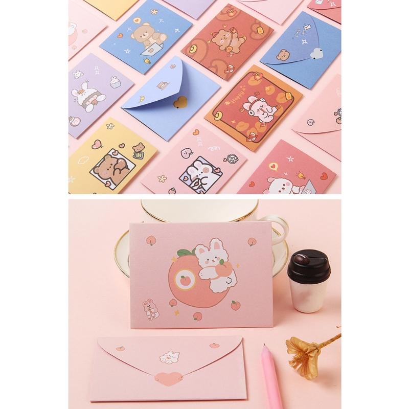 Lovely Bear Greeting Card Cartoon Animal Greeting Card Envelope Postcar Letter Paper Rabbits Memos Card for Student