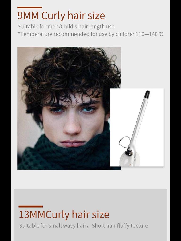 Unisex Mini 9mm Fluffy Wool Curling Iron for Short Hair