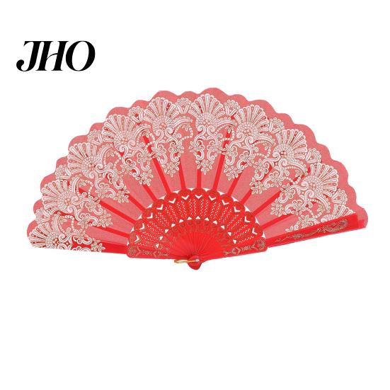 Decorative Fan Vintage Folding Carved Plastic Ribs Hand Held Portable Performance Summer Cooling Wedding Dance Party Props
