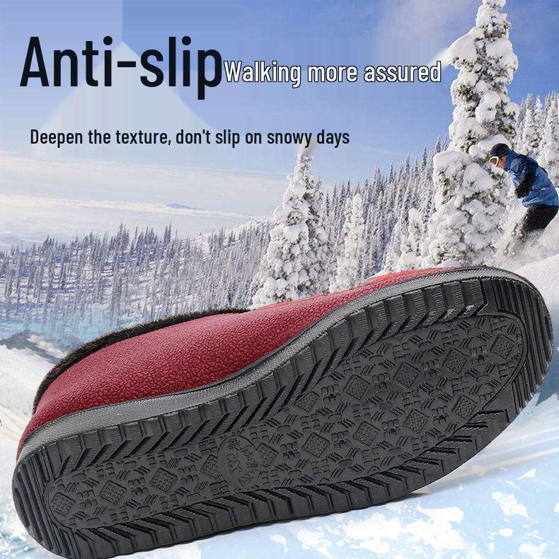 Winter Wool Women's Non-slip Flat Shoes - Warm Elderly Cotton Boots