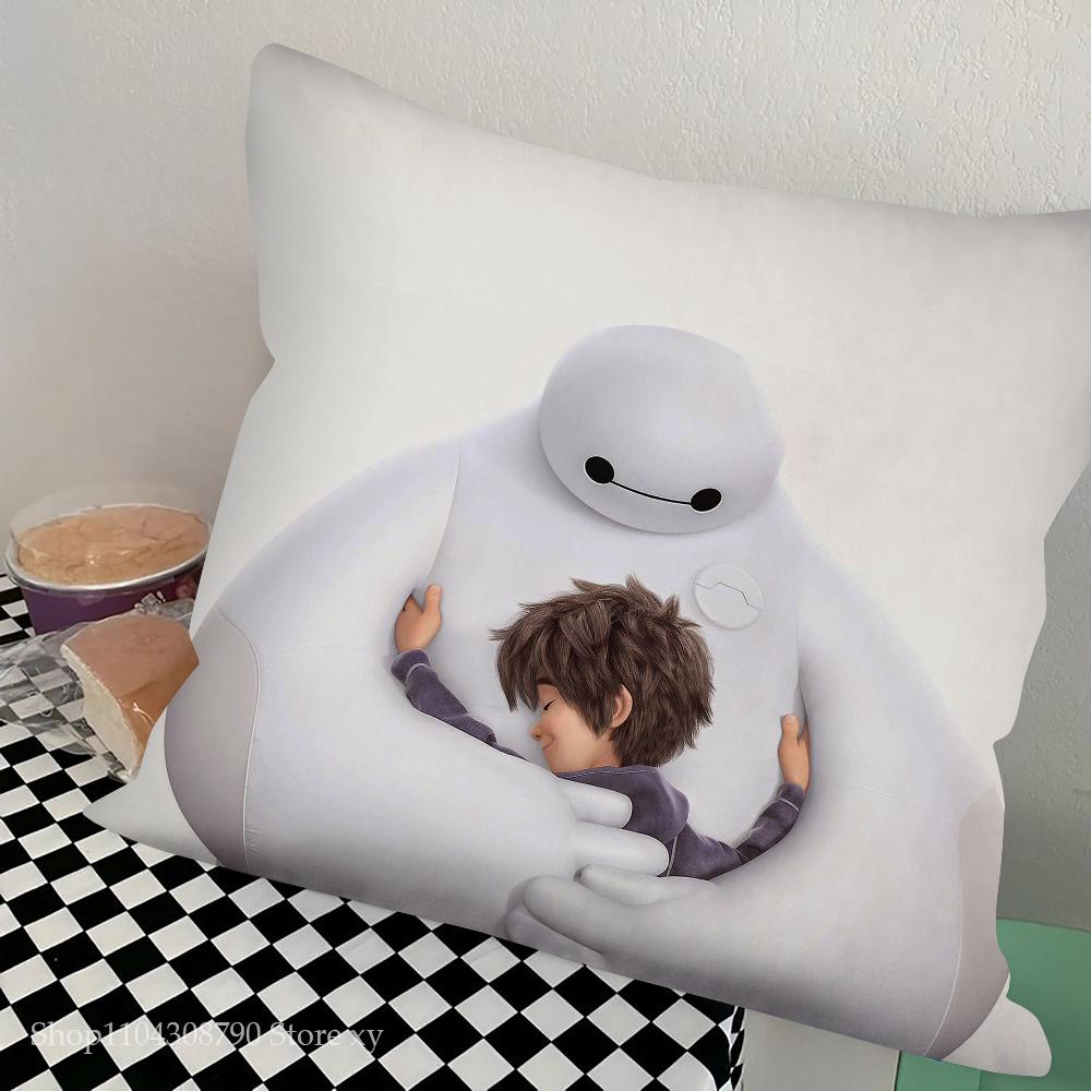 B-Baymax Animated Character Pillow Case Square Pillow Bedroom Sofa Leisure Comfort Cushion Car Living Room Home Decoration
