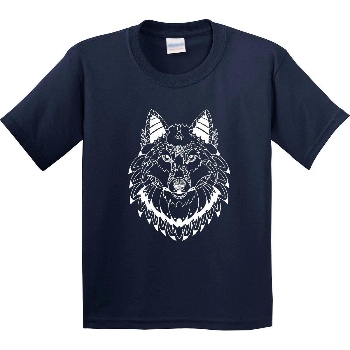 

Inktastic Tribal Wolf Head Youth T-Shirt Animals Animal Wild Forest Life Tribe 140