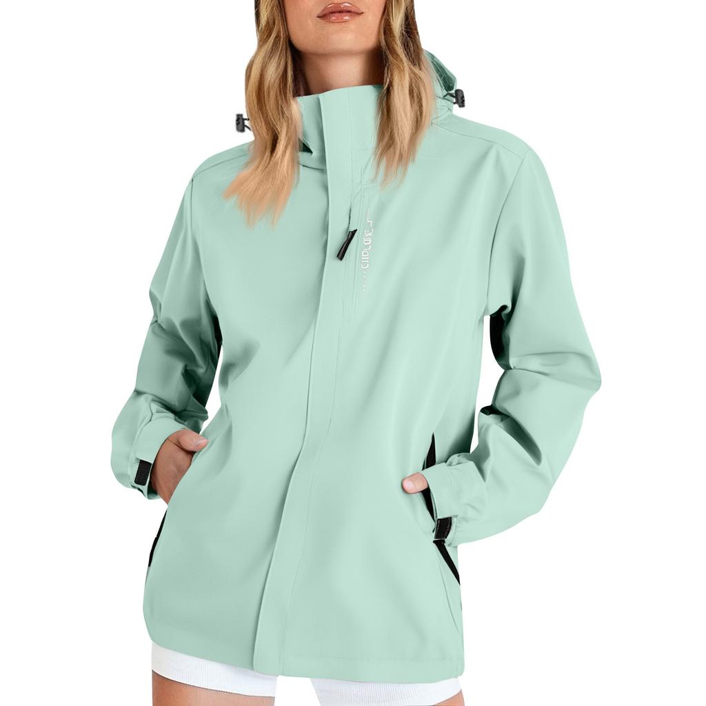 Women's Solid Color Long Sleeved Hooded Outdoor Suit Windproof And Waterproof Thin Jacket  Ehplore