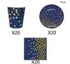 Navy Blue Gold Party Decorations Blue and Gold Disposable Tableware Set Paper Plates Cups Napkin Tablecloth Wedding Anniversary